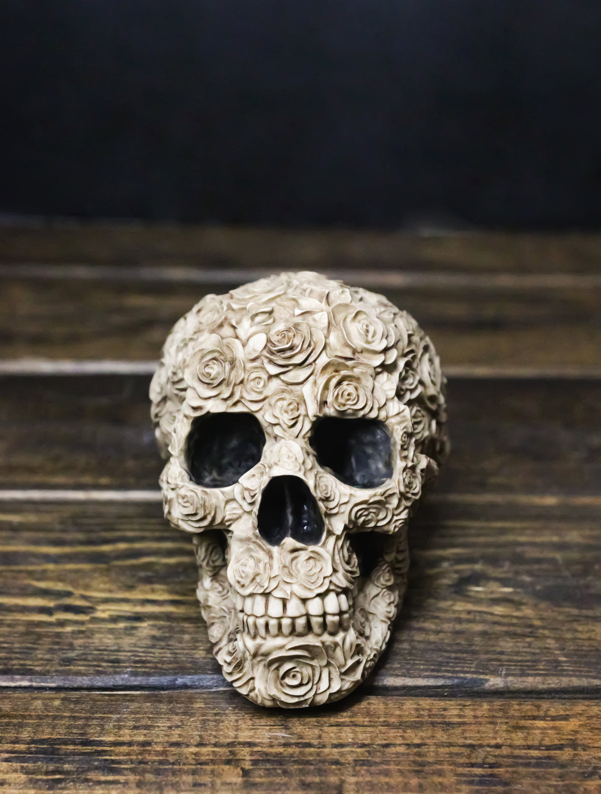 Ebros Gift Gothic Rose Skull Figurine Decorative Resin Skeleton Sculpture