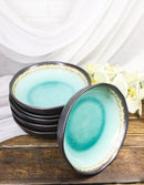 Pack Of 6 Crackle Green Midori Kannyu Round Flair Deep Plates Shallow Bowls 15oz