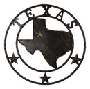 16"D Rustic Western Lone Stars Texas State Map Metal Circle Wall Hanging Decor