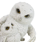 Whimsical 2 White Snowy Mother Owl And Owlet Nesting Figurine Owls Family