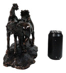 Three Equestrian Wild Galloping Horses Large Statue 18" Long Electroplated