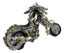 Dragon Motorcycle Metallic Silver & Gold Hot Rod Bike Sculpture Flame Accents