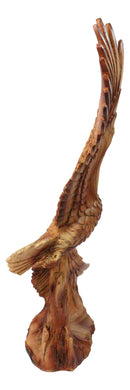 Faux Wood Soaring Eagle Figurine With Outstretched Wings American Eagle Accent