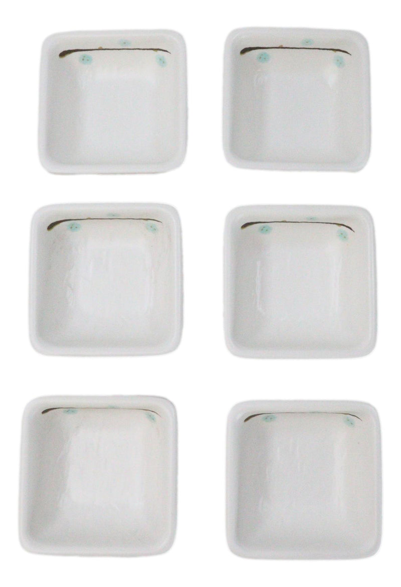 Pack Of 6 Square Yukino Hana Snowflakes Melamine Condiments Dipping Sauce Dishes