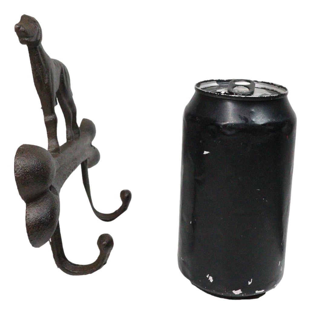 Pack of 2 Cast Iron Rustic Abstract Faithful Dog with Bone Double Wall Hooks