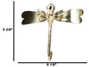 Set Of 2 Polished Brass Dragonfly With Scrollwork Filigree Wings Wall Hooks