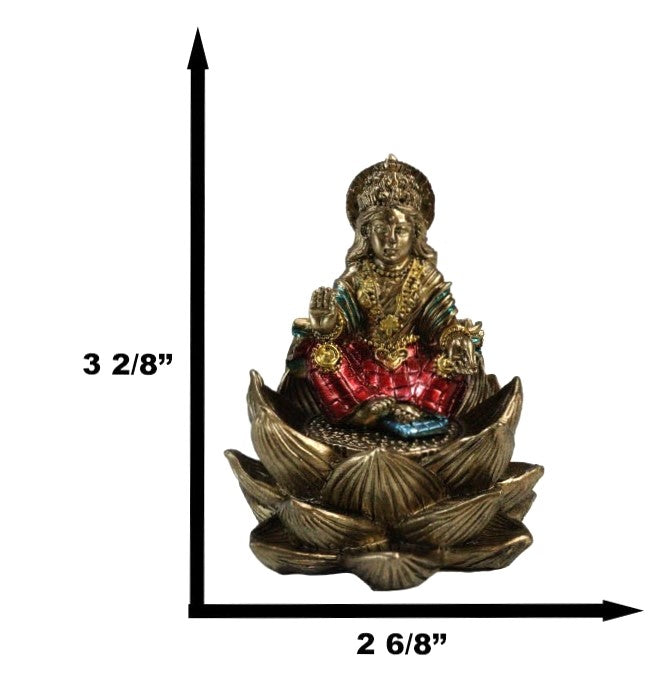 Hindu Goddess Of Fortune Lakshmi Meditating On Padma Lotus Flower Mini Figurine