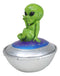UFO Green Extra Terrestrial Roswell Alien On Spaceship Trinket Box Figurine