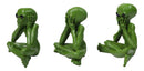 UFO Space Green ET Roswell Aliens See Hear Speak No Evil Figurines 3"H