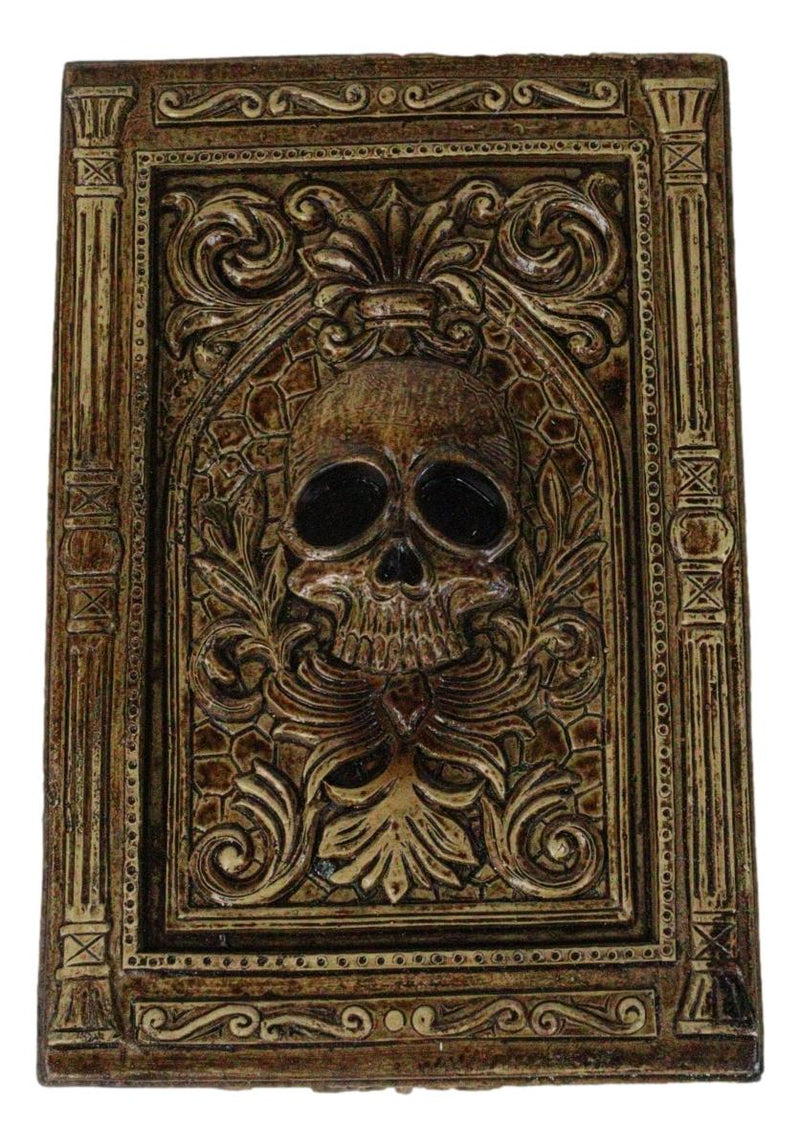 Rustic Bronzed Tooled Floral Mayan Aztec Skull Wicca Tarot Cards Decorative Box