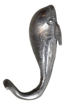 Set of 2 Aluminum Nautical Marine Beluga Whale Flailing Tail Wall Hook Hangers