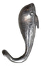 Set of 2 Aluminum Nautical Marine Beluga Whale Flailing Tail Wall Hook Hangers