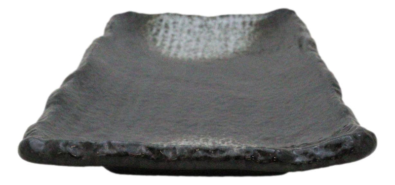Pack Of 5 Charcoal Grey Tone Hakumu Collection Rectangular Wavy Sushi Plates