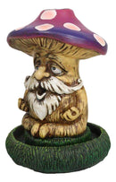 Whimsical Purple Toadstool Mushroom Greenman On Greens Backflow Incense Burner