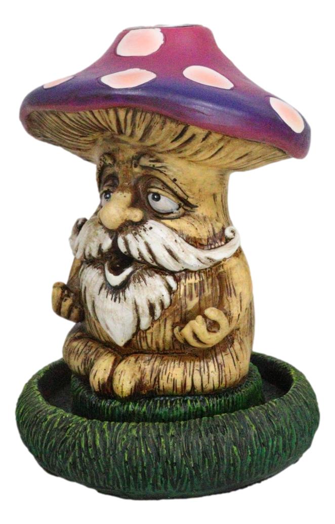 Whimsical Purple Toadstool Mushroom Greenman On Greens Backflow Incense Burner