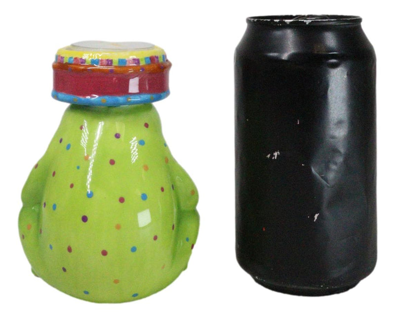 Whimsical Party Happy Birthday Green Frog Ceramic Tea Light Votive Candle Holder