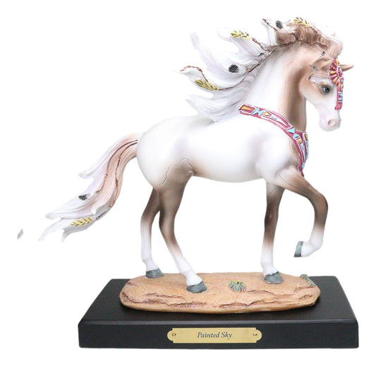 Tribal Navajo Painted Sky Feather Horse Western Decor Figurine By Laurie Prindle - Ebros Gift