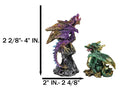 Set Of 12 Colorful Metallic Behemoth Dragons In Multiple Poses Mini Figurines