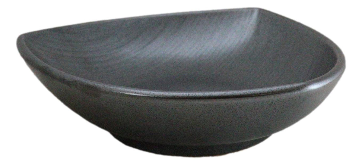 Set Of 5 Black Tetsu Kesho Ceramic Appetizer Salad Triangular Deep Plates