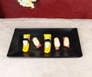 Pack Of 6 Black Silk Melamine Rectangular Sushi Entree Serving Platters 12" L
