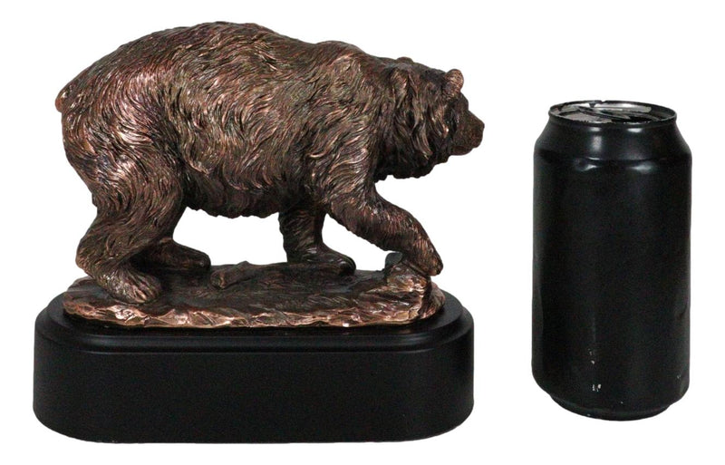 Pawing Grizzly Bear Statue 6.25"H Bronze Electroplated Resin Wildlife Figurine