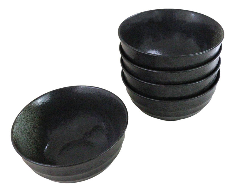 Pack Of 5 Grey Tone Hakumu Ceramic Soup Salad Rice Donburi Poke Bowls 24oz