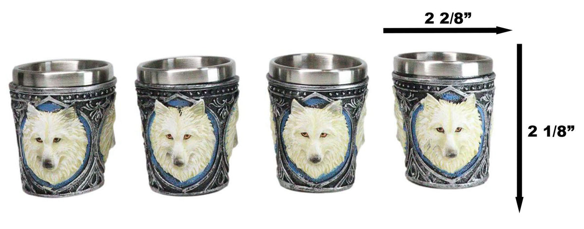 Mythical Fantasy Albino Snow White Wolf Shot Glasses 2-Ounce Set Of 4 Novelties