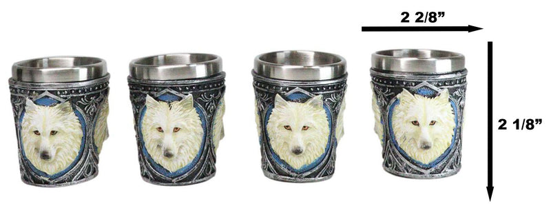 Mythical Fantasy Albino Snow White Wolf Shot Glasses 2-Ounce Set Of 4 Novelties