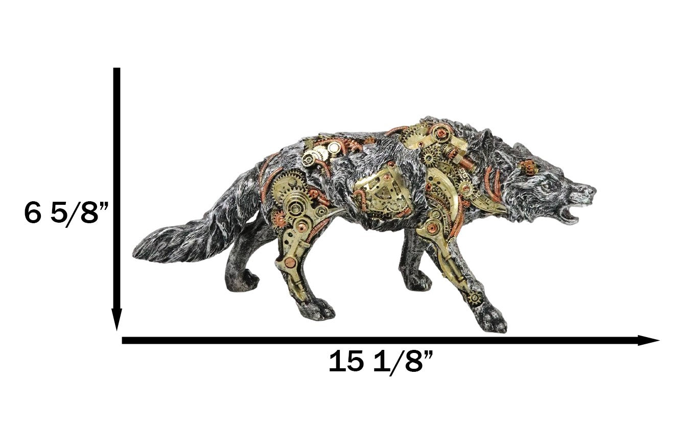 Sci Fi Prowling Steampunk Robotic Wolf With Sculpted Gearwork