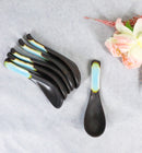 Pack of 6 Aozora Kannyu Crackle Blue Ceramic Asian Soup Spoons With Hook 5.75"L