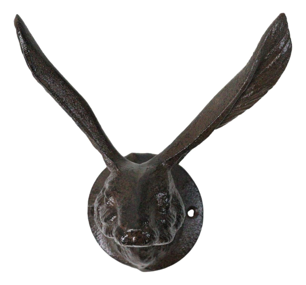 Large Rustic Cast Iron Whimsical Bunny Rabbit with Cute Ears Wall Hook Sculpture