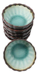 Pack Of 6 Crackle Green Midori Kannyu Small Round Appetizer Sauce Kozara Dishes