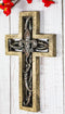 Rustic Faux Stone Fleur De Lis French Lily Scrollwork Tuscany Wall Cross