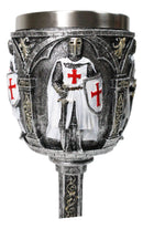 Medieval Swordsman White Templar Crusader Knight Suit of Armor Wine Goblet