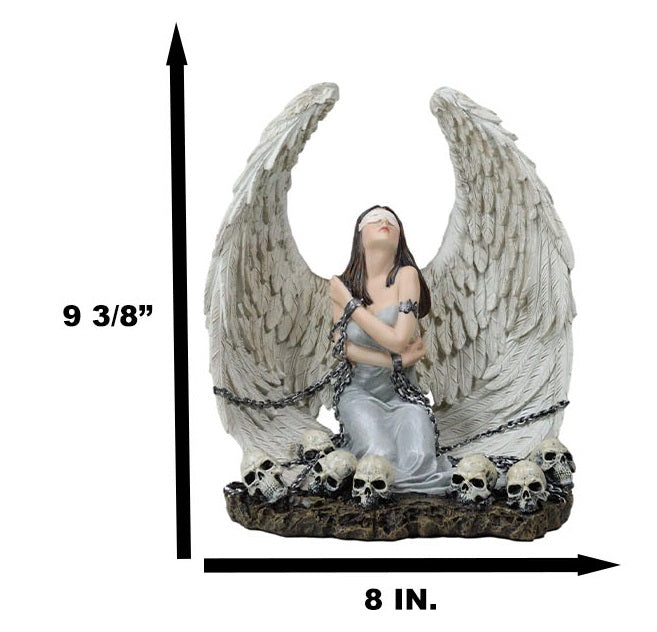 Captive Spirits Blindfolded Purity Angel Tied In Chains By Skulls Figurine