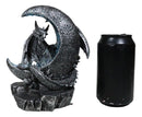 Gothic Dragon Guarding Crescent Moon with Faux Geode LED Crystals Figurine
