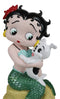 Ocean Mermaid Betty Boop Sitting On Coral With Pudgy Dog Novelty Figurine