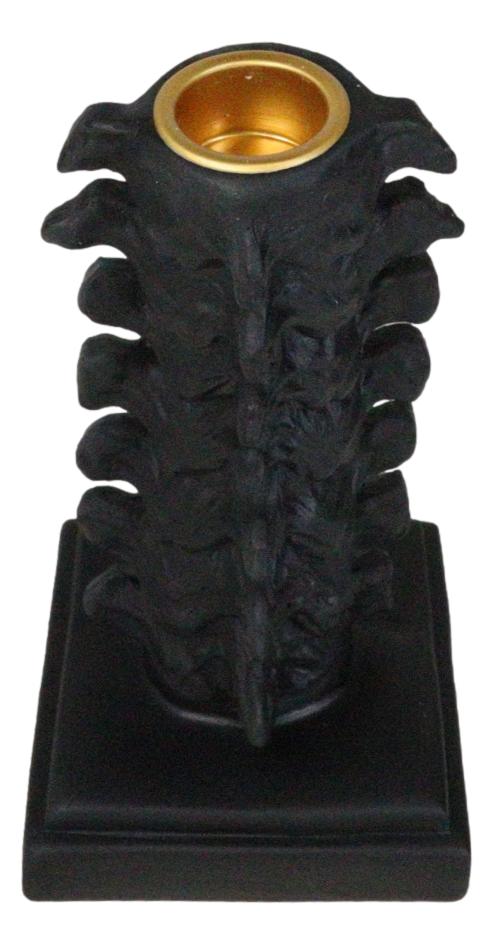 Black Vertebrae Back Bones Spine Skeleton Macabre Taper Candle Holder Figurine