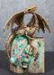Skeleton Bone Dragon On Spell Book Of The Dead Skull Mummy LED Light Figurine
