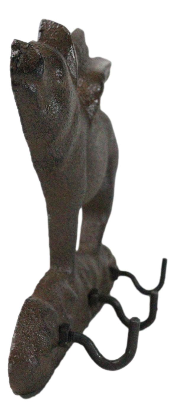 Cast Iron Whimsical Flying Pig Angel 3-Peg Wall Hook Decorative Sculpture