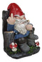 Get Out! Rude Mean Gnome Dwarf And Squirrel On Chair Flipping The Bird Figurine