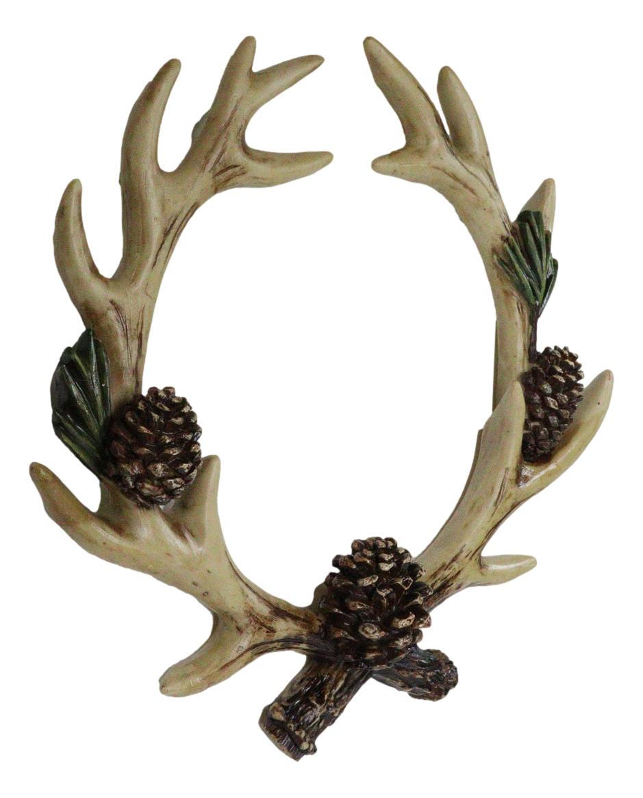 Antler Wreath Wall Decor with Pinecones Rustic Deer Antler Crown Cabin Lodge