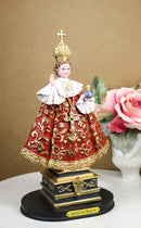 Roman Catholic Orthodox Infant of Prague Sculpture 12.5"H With Brass Name Plate