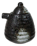 Set Of 6 Charcoal Grey Hakumu Tenmoku Porcelain Soy Sauce Shoyu Flask Dispensers