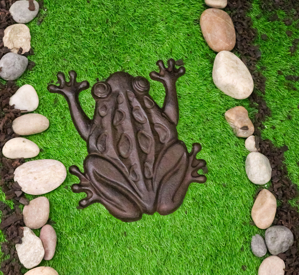 Pack Of 3 Cast Iron Amphibian Tree Frog Garden Stepping Stone Pave Foot Steps - Ebros Gift