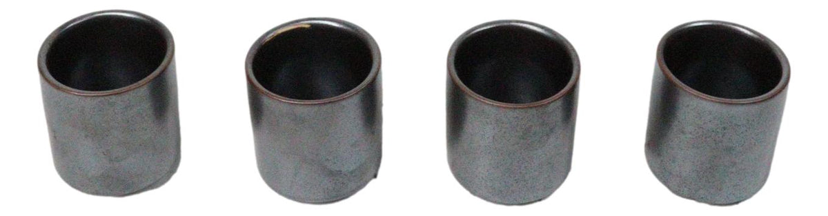 Set of 4 Iron Black Clay Tetsu Kesho Porcelain 1.25oz Ochoko Yuzu Cups