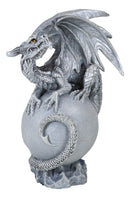 Fantasy Wyrmling White Shadow Ghost Dragon Sleeping On Gray Moon Figurine