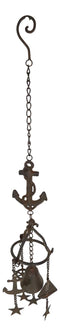 Cast Iron Rustic Marine Ship Anchor Sailboat Rudder Helm Wheel Wind Chime Bell