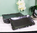 Pack Of 5 Black Tetsu Kesho Ceramic Collection Rectangular Wavy Sushi Plates