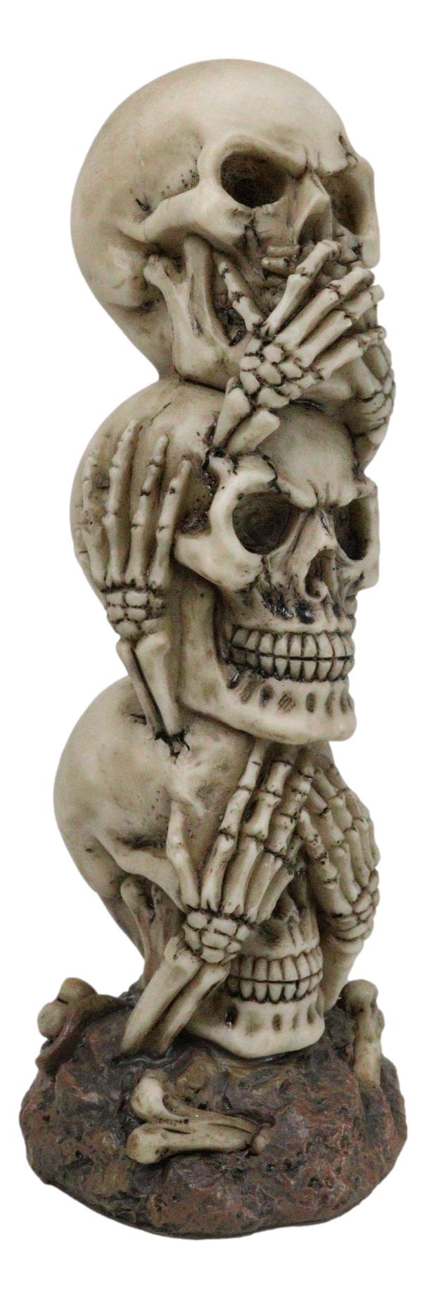 Triple Stacked Funny See Hear Speak No Evil Skulls Family Home Decor Figurine